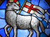 Lamb of God stained glass in Cathedral in Florence. (18-th century)