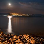 Israel. Sea of Galilee, night landscape.