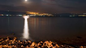 Israel. Sea of Galilee, night landscape.